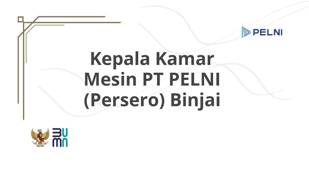 Kepala Kamar Mesin PT PELNI (Persero) Binjai